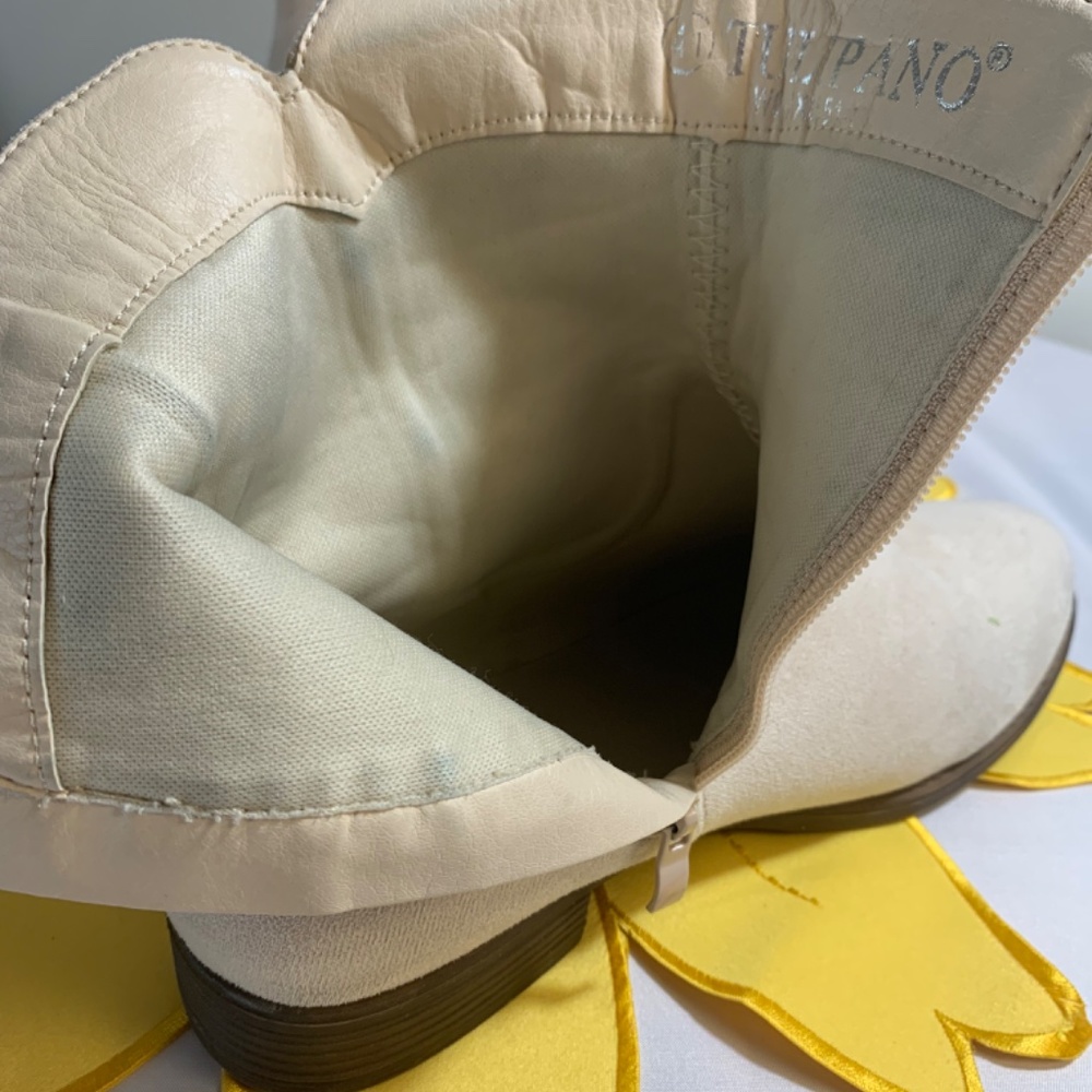 Tulipano side zip boot suede low heel size 9 cream - Picture 4 of 7